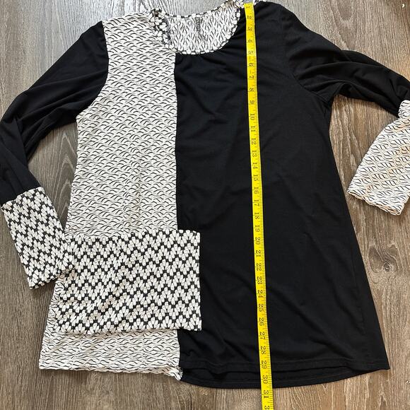 Nyah Mix Texture Color Block Tunic Top Front Pocket Long Sleeve Artsy Sz: L - Picture 4 of 6